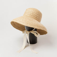 Load image into Gallery viewer, Bianka Plus Hand Made Wheat Hat with Ribbon

