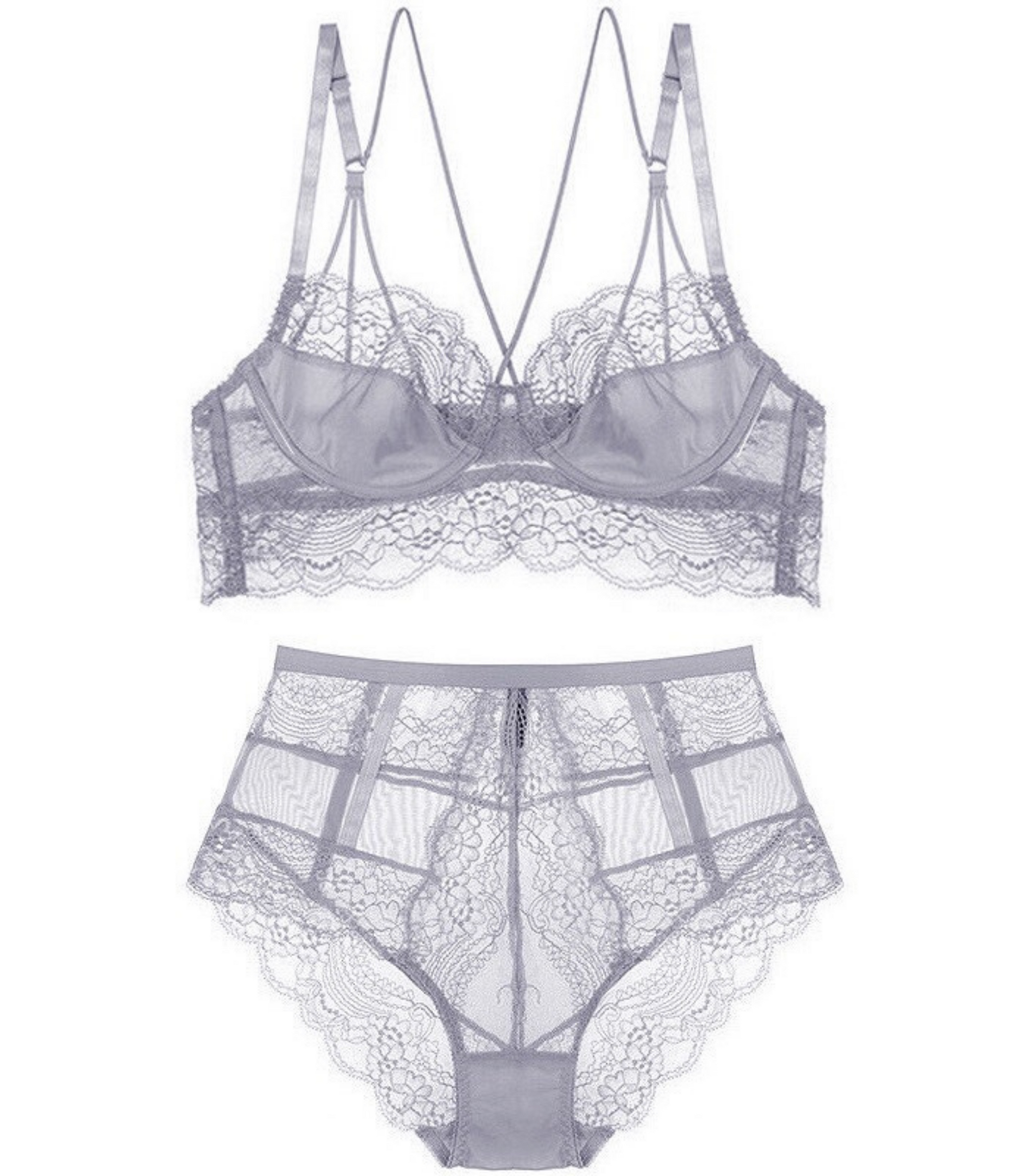 Black Cherry Stretch-Tulle and Lace Brief