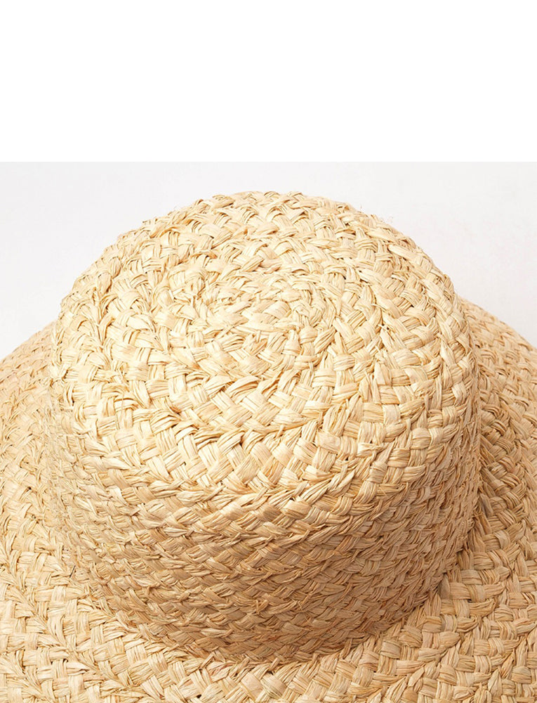 Bianka Plus Hand Made Wheat Hat with Black Ribbon